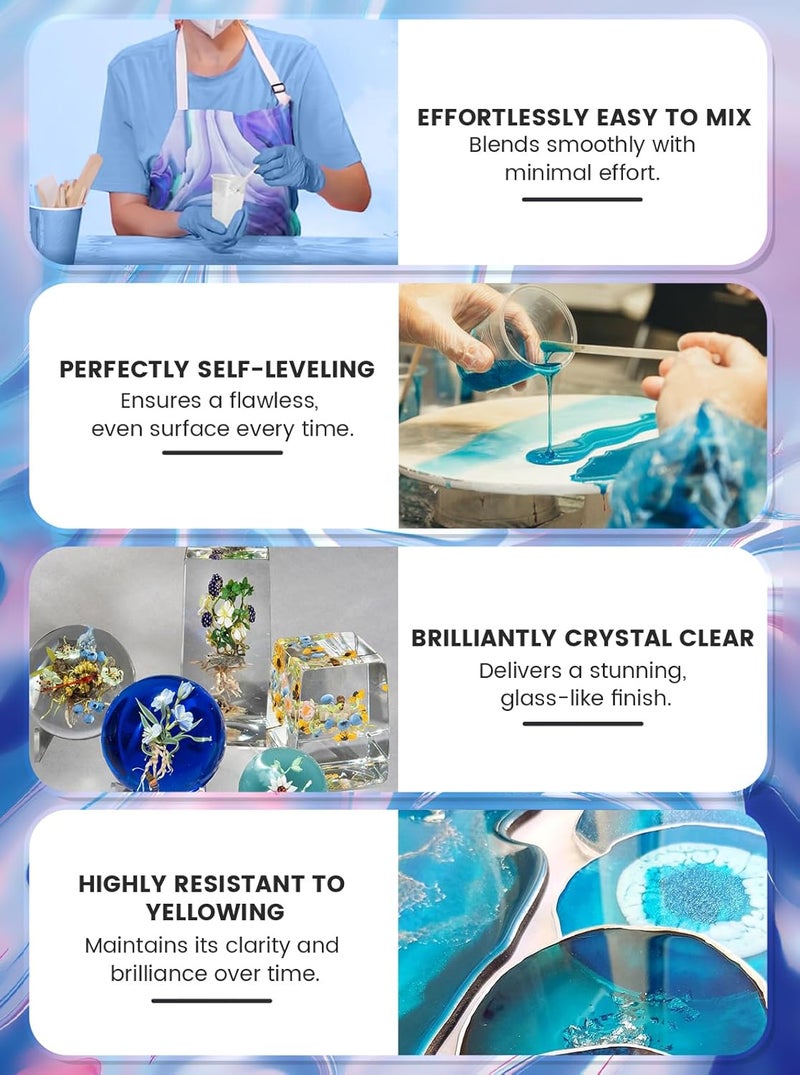 Jarezina 1 Gallon Epoxy Resin Kit,Crystal Clear Epoxy Resin -Strong and No Bubble，Not Yellowing Art Resin，Self Leveling Easy Mix 1:1,Suitable for Art Casting,DIY,Jewelry Projects, Wood & Resin Molds - Image 3